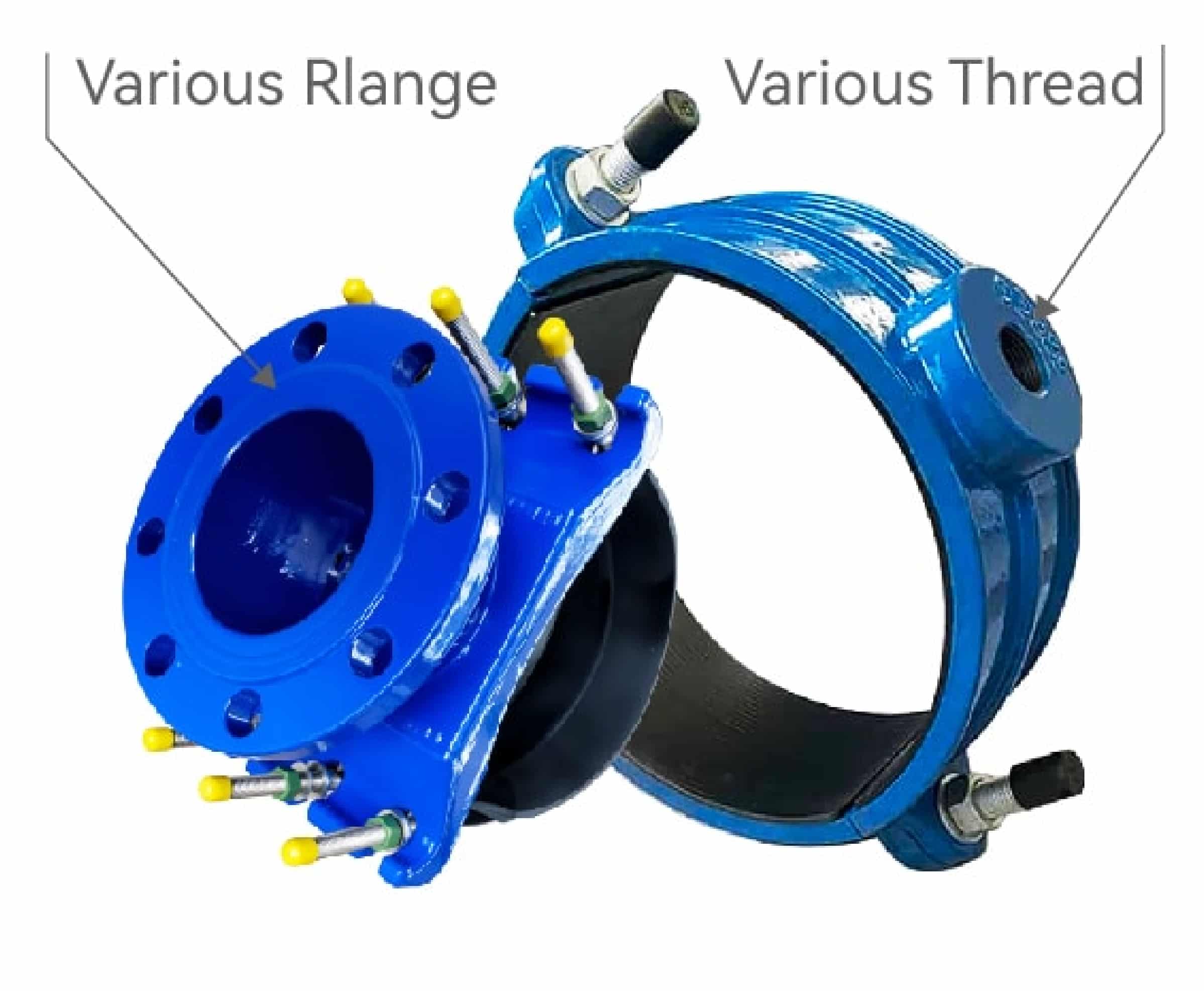 We can provide saddle clamp with BSP thread, NPT thread, CC thread, Metric thread etc threaded outlet, or EN1092-2, ANSI B16.5/ANSI B 16.47, AS4087 etc standard flange.