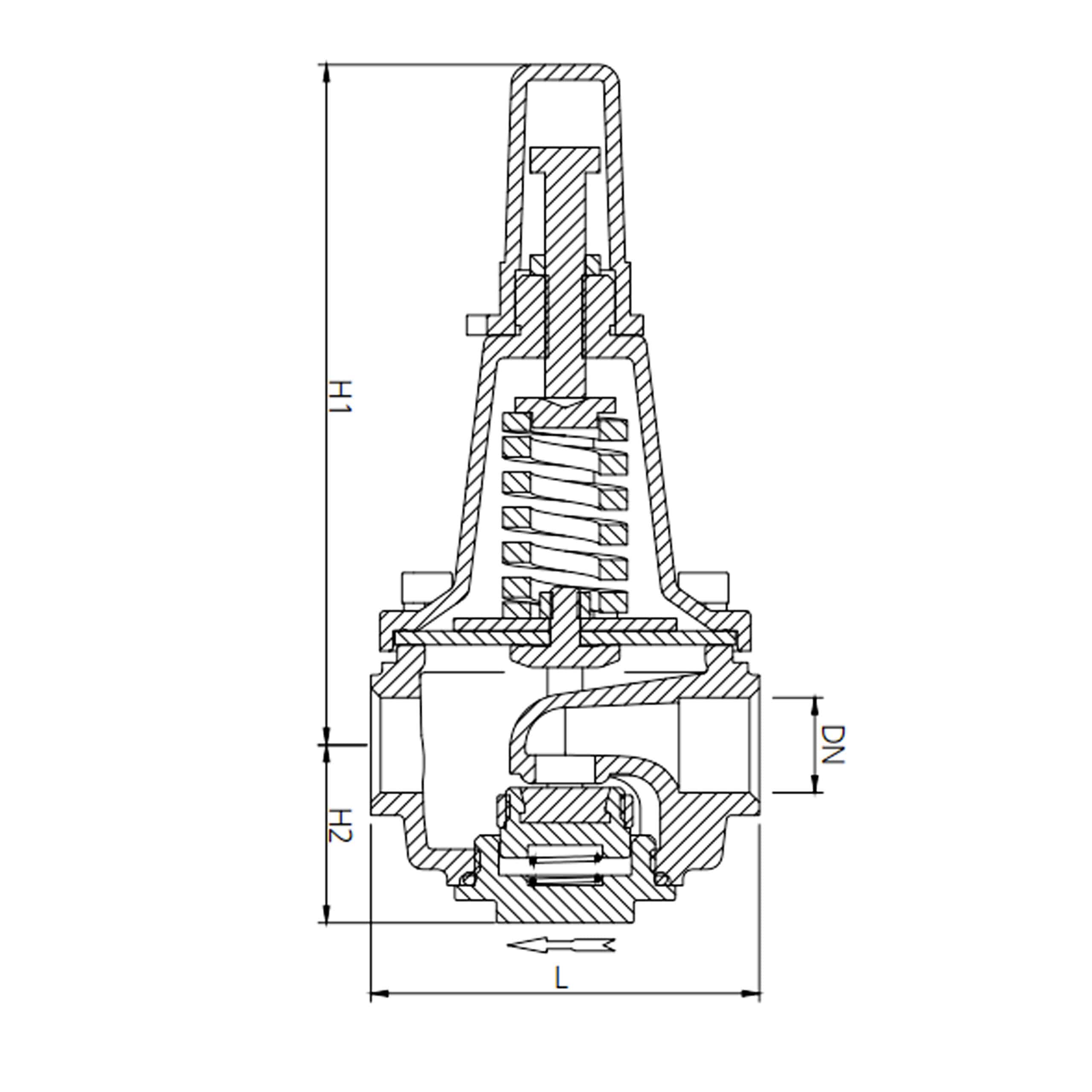 Full-flow Threaded Branch Pressure Reducing Valve drawing