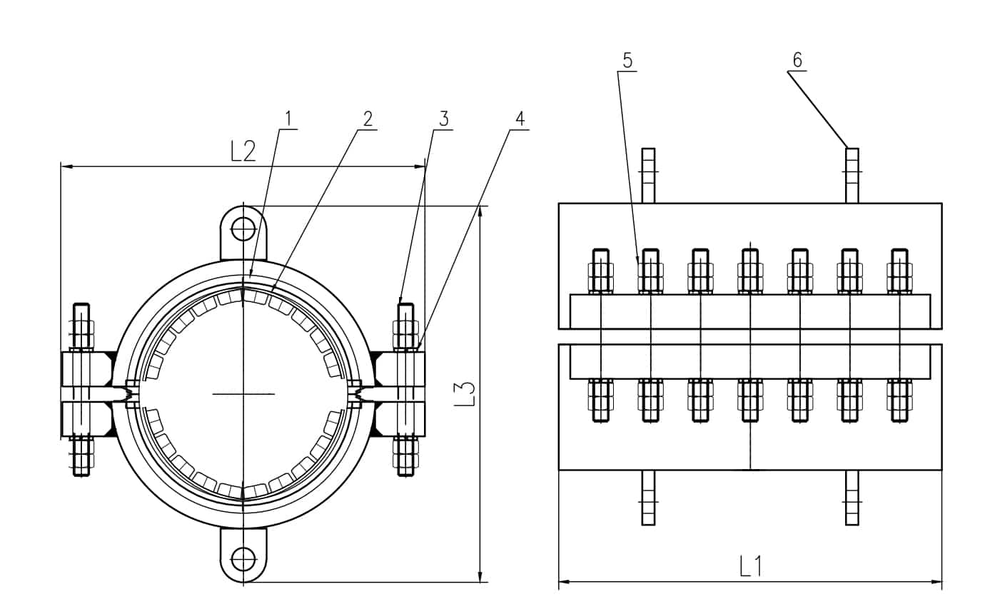 high pressure pipe repair clamp drawing