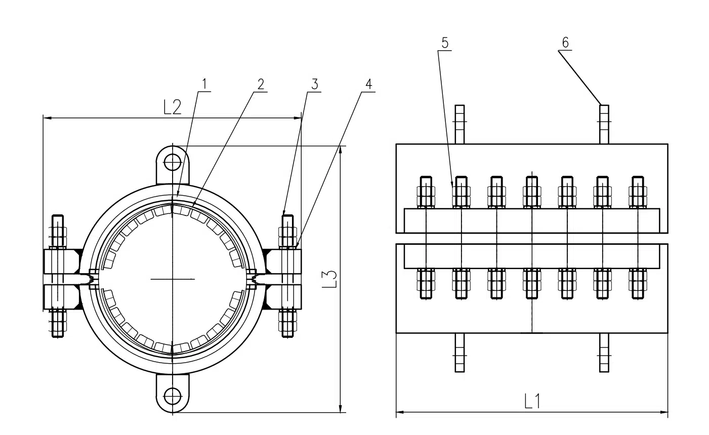 high pressure pipe repair clamp drawing