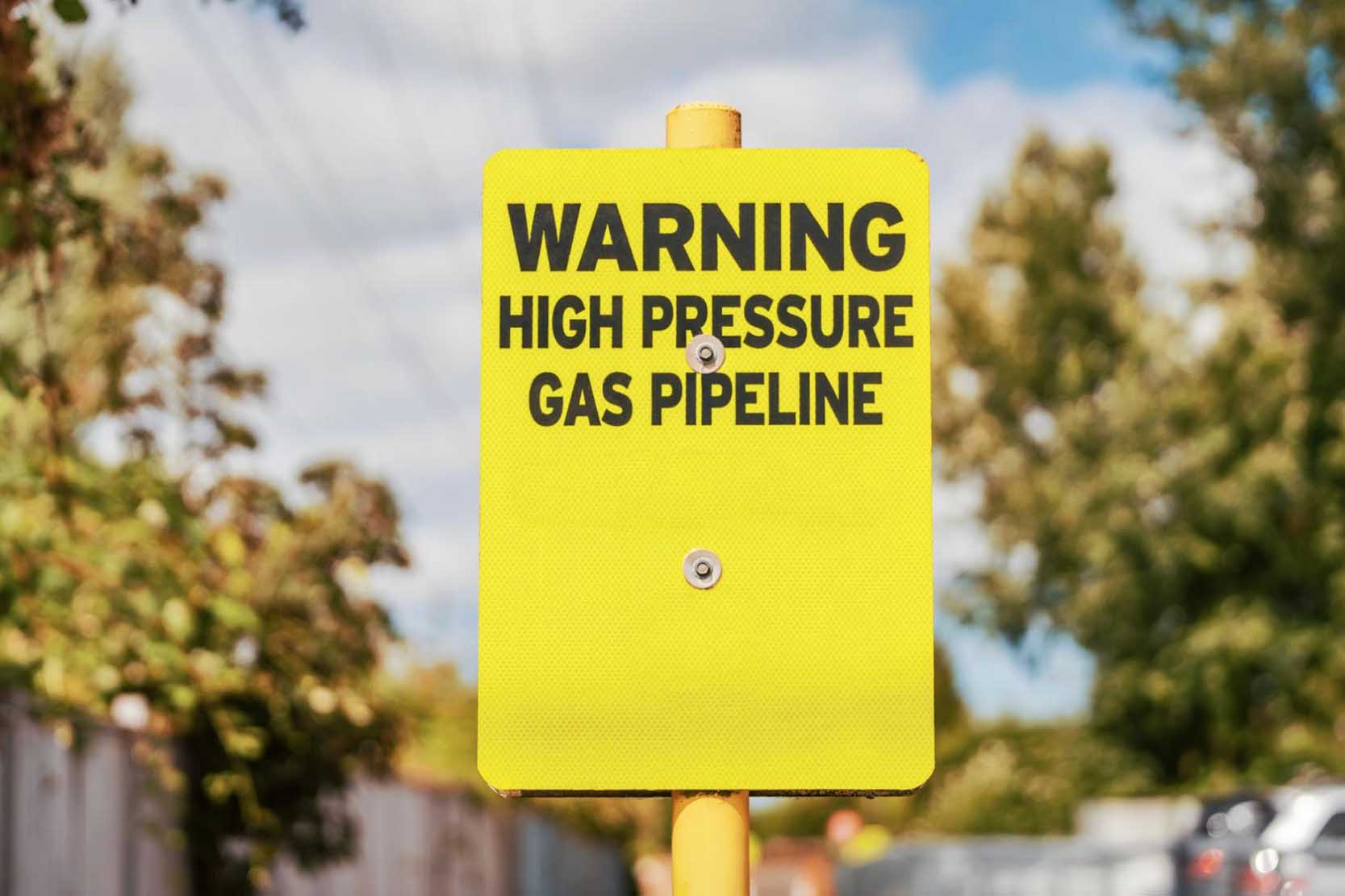 Warning sign for high pressure pipeline